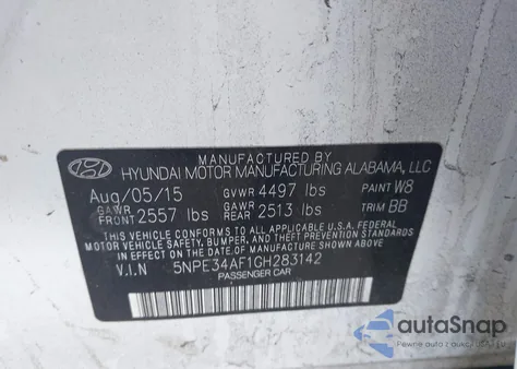 2016 Hyundai Sonata Sport из США, поврежденный, VIN 5NPE34AF1GH283142